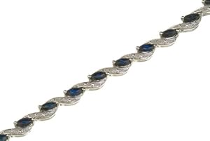 Bracelet - Femme - Or blanc (9 carats) 8.6 Gr - Diamant - Saphir 4.72 Cts