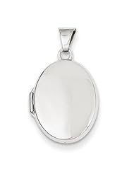 Plain 14K White Gold Oval Locket