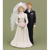 Navy Bride and Groom Wedding Cake Tops