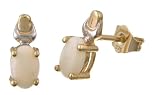 9ct Yellow and White Gold Ladies Opal Birth Stone Earrings