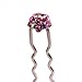 DoubleAccent Hair Jewelry Cluster Flower Bun Stick for Brides, Pink