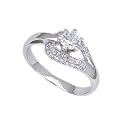 Sterling Silver with Clear CZ Engagement Rings, Size: 6-9