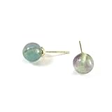 Fluorite Gemstone Stud Fashion Earrings, 8mm