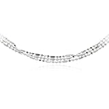 Sterling Silver Three-Row 3-in-1 Small Bar-and-Bead Chain Necklace, 16