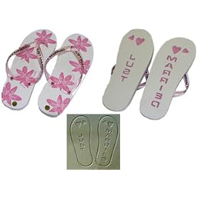 Just Married Flip Flops - White & Pink