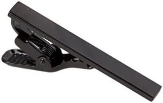 Men's Tie Clip and Tie Bar with Extra Strong Clasp, 1.5" Tie Bar in Black