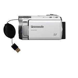 Retractable USB Cable for the Panasonic SDR-S50 Video Camera with Power Hot Sync and Charge capabilities – uses Gomadic TipExchange Technology
