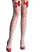 Sheer Thigh Highs With Woven Heart Prints And Satin Bow by Leg Avenue