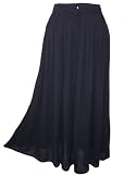 Eaonplus Crinkled Embroidered Hem Skirt in plus size to fit Size 18 to 34