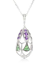 Badgley Mischka Fine Jewelry Amethyst, Tsavorite Egg and White Diamonds Chain Necklace