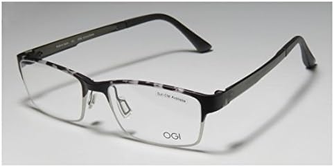 Innotec By Ogi 4800 Mens/Womens Optical Sleek Designer Full-rim Eyeglasses/Eye Glasses (54-17-145, Black Pattern / Transparent Olive / Gray)