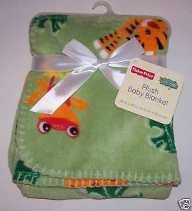 Fisher Price Animals of the Rainforest Plush Baby Blanket