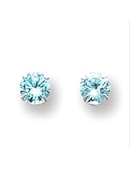 MadiK® 14k White Gold Prong Set Round Blue CZ Post Stud Earrings