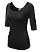 JJ Perfection Women's Basic 3/4 Sleeve Scoopneck T-Shirt