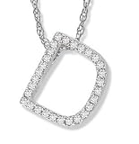 31vbNYa1XlL. SL160  14K White Gold Diamond D Initial Pendant, 16 Necklace