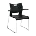 Global Duet Sledbase Stacking Chair with Arms, Black