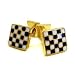 CHECKERBOARD BLACK & WHITE GOLD TONE BOXED CUFFLINKS