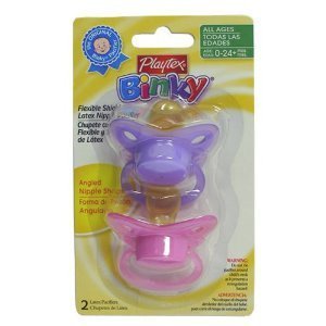 Playtex Baby Binky Angled Latex Pacifiers: Pink-Purple