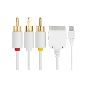Micropix - ALL IPOD'S/IPHONE'S COMPOSITE AV CABLE WITH USB AND DOCK CONNECTOR - COMPATIBLE WITH THE LATEST 3.0/3.1 SOFTWARE