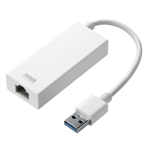 サンワサプライ USB-LANアダプタ(USB3.0ハブ1ポートつき) ホワイト