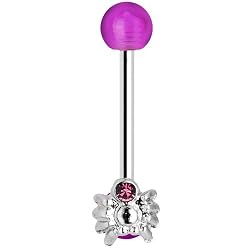 Purple Gem Spider Eyebrow Ring with Acrylic Ball