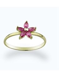 14K Baby Ring Red Cluster Yellow Gold Ring Size 2 To 5 For Baby, Kids And Teens