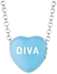 Sterling Silver 10mm Blue enamel Sweethearts DIVA Heart Pendant