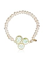 Silver Luxe Pulsera Trio Of Pearl And Green