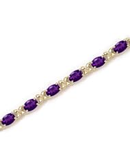 14K Yellow Gold Oval Amethyst Bracelet