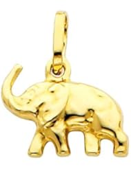 14K Yellow Gold Elephant Charm Pendant