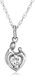 Sterling Silver Mother & Child April Birthstone Pendant by Janel Russell, 18