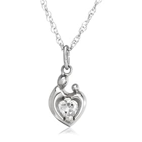 Sterling Silver Mother and Child April Birthstone Pendant by Janel Russell, 18 by Amazon.com Collection