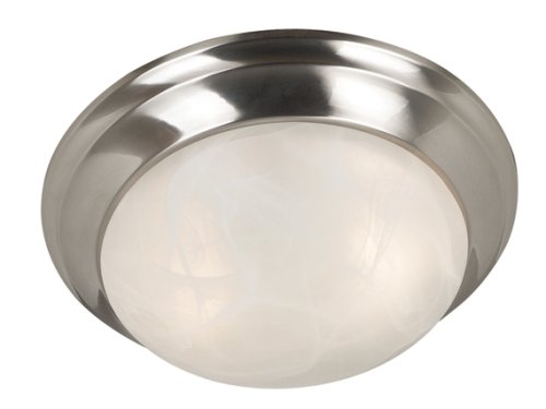 Kenroy Home 80361BS Dickens Two-Light Flush Mount Light With 11-Inch Diameter Alabaster Glass Shade, Brushed Steel