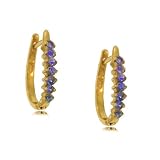 Tanzanite Hoop Earrings 14K Yellow Gold Ladies New