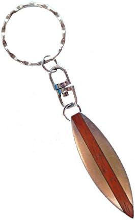 Hawaiian Pewter Surfboard with Wood Inlay Keychain