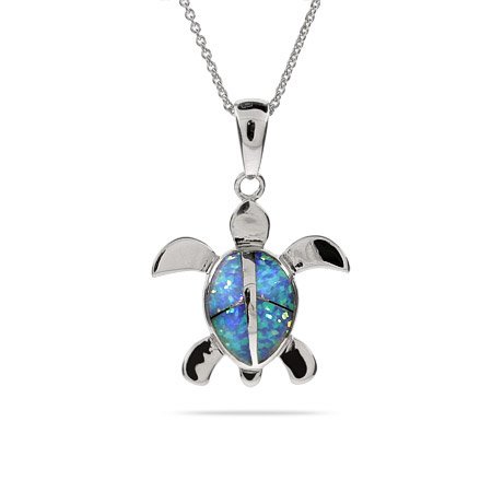 Sterling Silver Swimming Sea Turtle Necklace