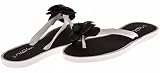 VeeVee Ladies Flip Flop With Flower Ornament - Black, Size / White 9 / 10 (More Colors and Sizes Available)