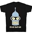 Futurama Bender CTL ALT Shift Kill Glow-in-the-Dark Black T-Shirt Tee