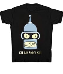 Futurama Bender CTL ALT Shift Kill Glow-in-the-Dark Black T-Shirt Tee