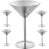Cocktail Martini Glasses Set of 4 In Dimpled Stainless - MIU France #3703A-4