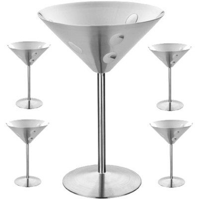 Cocktail Martini Glasses Set of 4 In Dimpled Stainless - MIU France #3703A-4