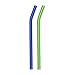 Hummingbird Glass Straws Blue and Green Bent Combo 9 in x 9.5 mm 2 Pack With Cleaning Brush