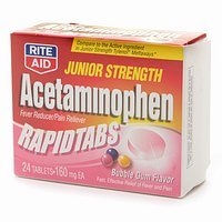 Rite Aid Junior Strength Acetaminophen RapidTabs Fever Reducer/Pain Reliever, Bubble Gum 24 tablets