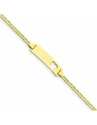 Genuine 14K Yellow Gold Anchor Link Id, Plate With Cut-Out Heart Bracelet 2 Grams Of Gold 100% Satisfaction Guaranteed.