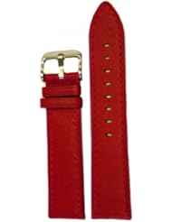 Watch Band Red Genuine Leather Stitched 18 millimeter Tech Swiss