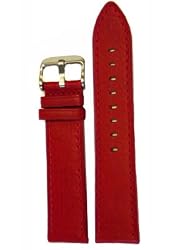 Watch Band Red Genuine Leather Stitched Strap 14 millimeter Tech Swiss