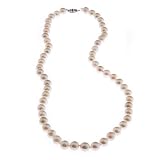 14K 7mm - 7.5mm White Akoya Pearl Necklace, Yellow Gold