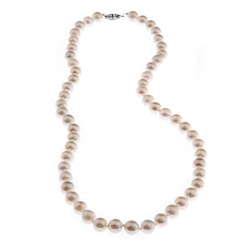 14K 7mm - 7.5mm White Akoya Pearl Necklace, Yellow Gold by SmartBargains