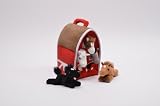 Plush Horse Barn with Horses - Five (5) Stuffed Animal Horses in Play Carrying Barn Case