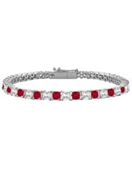 Ruby and Diamond Tennis Bracelet 14K White Gold - 4.00 CT TGW